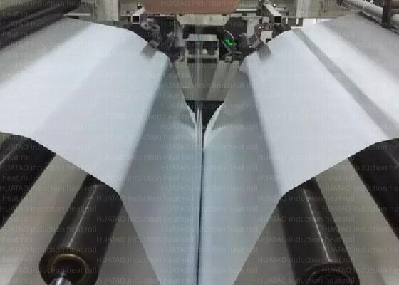 Velocidad lineal Máx. 150 m Min. Cromado duro Rodillo de calentamiento por inducción Presión lineal 200 a 300 psi