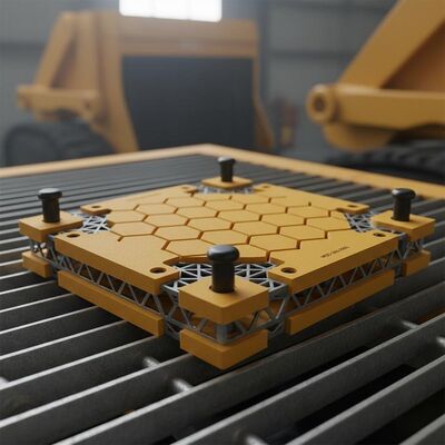 Panel modular de poliuretano con sujetadores de pasador de martillo y marco de acero integrado para plataformas de equipos de minería en formato modular de 305x305 mm